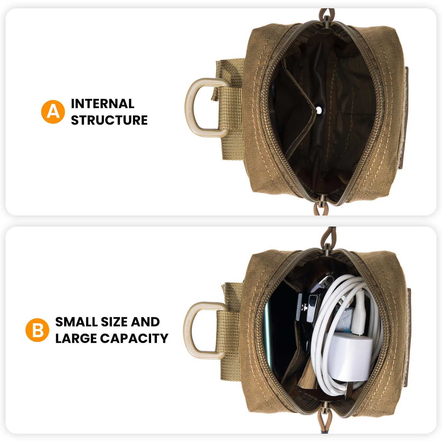 EXCELLENT ELITE SPANKER Tactical MOLLE Pouch EDC Utility Pouches Gadget Organizer Phone Holder Waist Bag Tool Pouch（Coyote Brown