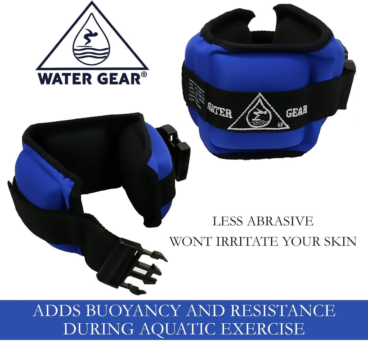 Water Gear Professional Aqua Cuffs - Aqua Aerobics Fitness Gear Bands for Ankle and Wrist - Swimming Pool Workout - Exercise Equipment Adjustable Ankle and Wrist Bands
