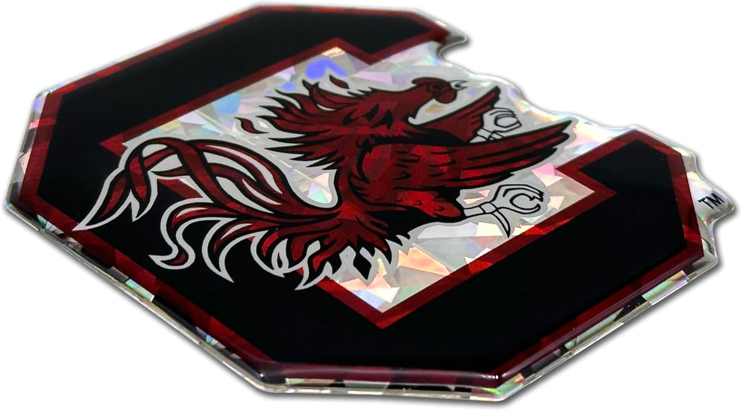 Elektroplate Officially Licensed South Carolina Gamecocks Garnet Reflective Decal | Premium 3D Doming All Weather Sticker for Car, Water Bottle, Laptop, Window, Cooler, Phone | Made in The USA