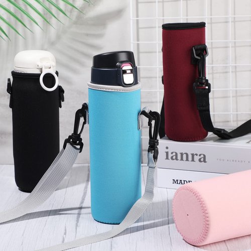 Zhehao 16 Pcs Neoprene Water Bottle Sleeve with Shoulder Strap Water Bottle Holder 32 oz Water Bottle Carrier Insulated Water Bottle Pouch Adjustable Water Bottle Sling Bag for Boys Girls (Multicolor)