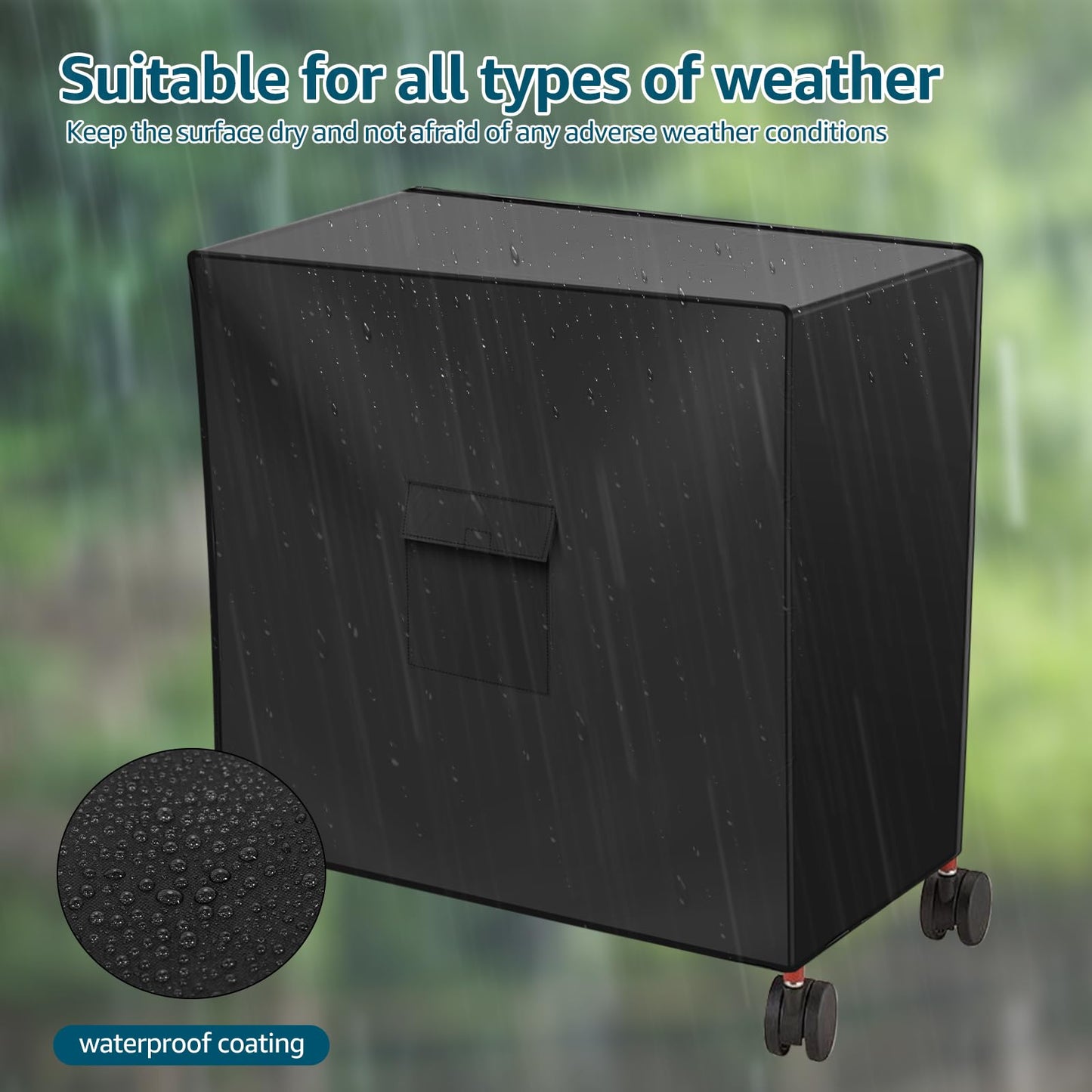 420D Oxford Cloth Cooler Cart Cover, Waterproof Patio Ice Chest Protective Covers, Black Patio Cooler Cover, UV Resistant Ice Chest Cover Fits Most 80 QT Drink Cooler with Wheels, 37L X 20W X36H in