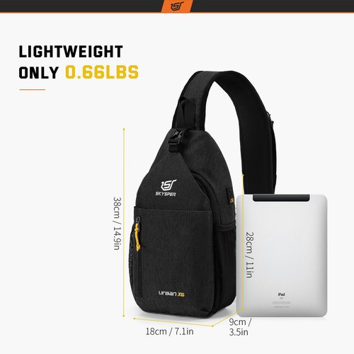 SKYSPER Sling Bag Crossbody Backpack - Chest Shoulder Cross Body Bag Travel Hiking Casual Daypack for Women Men(Jet Black)