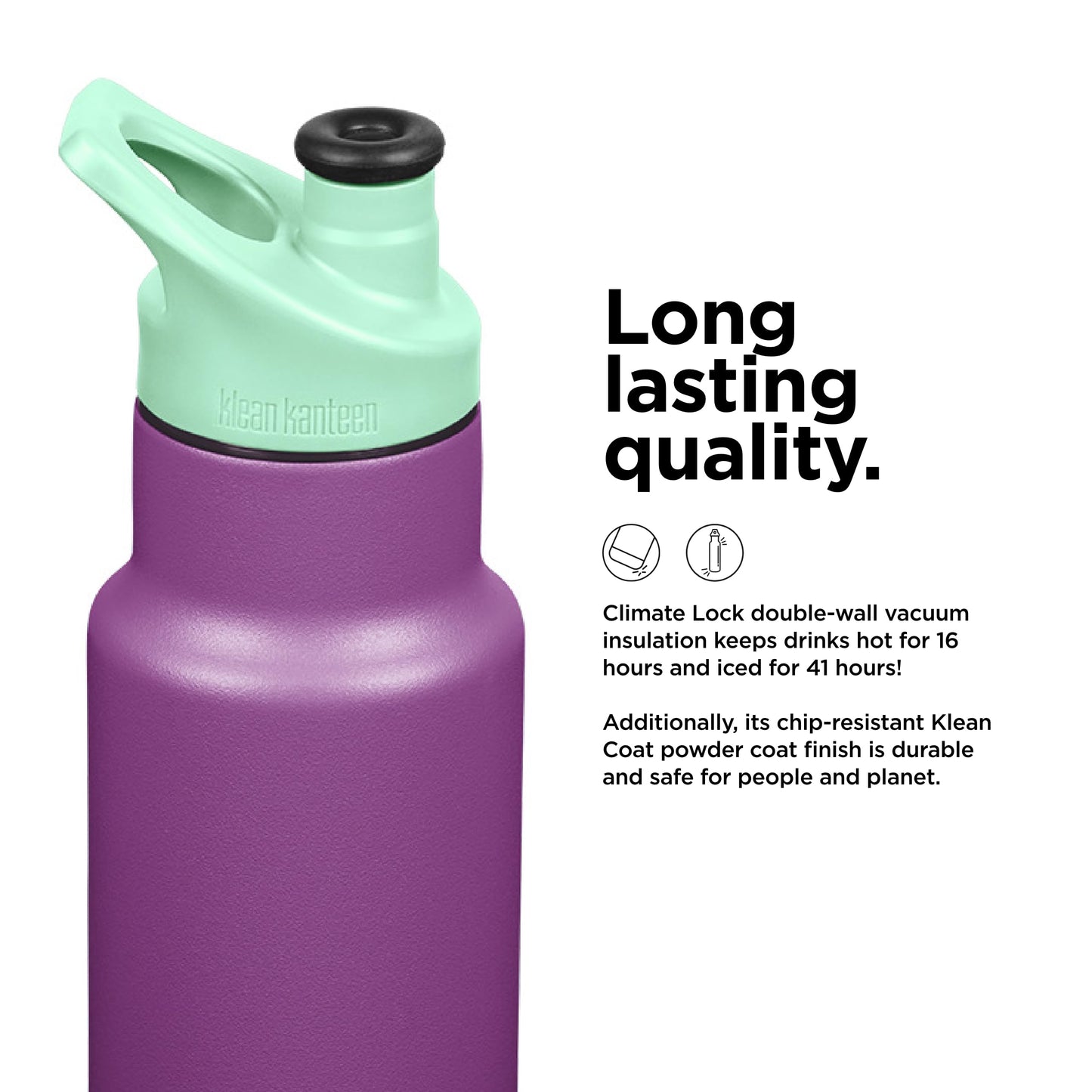 KLEAN KANTEEN Sparkling Grape Sport Cap with Classic Kids Bottle 12oz, 1 EA