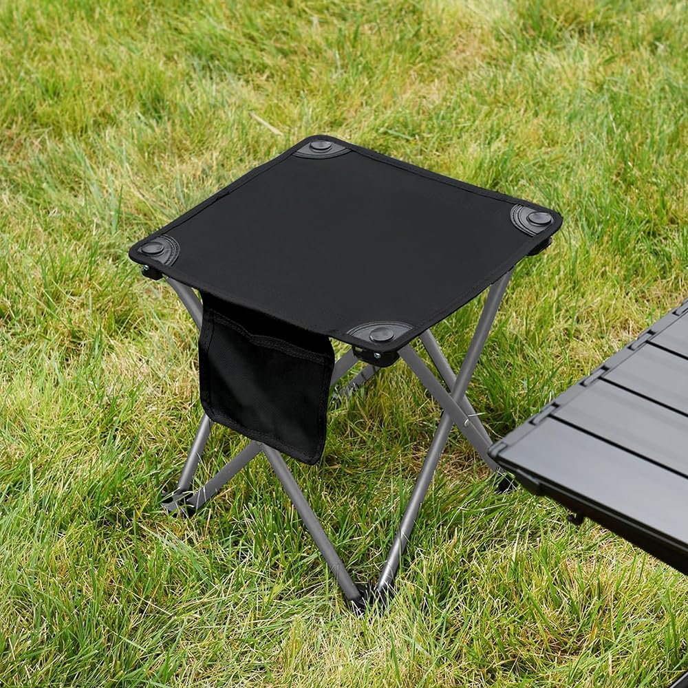 Airsnigi 3 Pack Camping Stool, Camping Foot Stools Portable Folding Camp Stool with Storage Bag, Folding Stool Suitable for Fishing, Beach, Picnic,Outdoor - Black