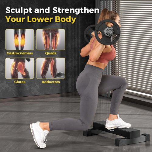 Upgraded Calf Raise Bar for Home Gym Workouts, Standing Calf Raise Machine for Calf Stretching, Squating, Foot Stretching, Anti-Slip Solid Calf Block, Ankle Calf Stretcher. (Black)