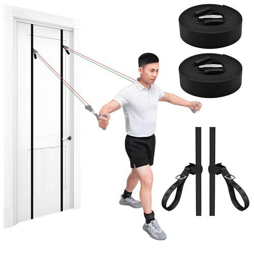 Brebebe Door Anchor Strap for Resistance Bands Exercise, New Upgraded Version Freely Anchor Points for All Exercise Heights, Home Gym Fitness Attachments, Easy to Install, Punch-Free, Nail-Free