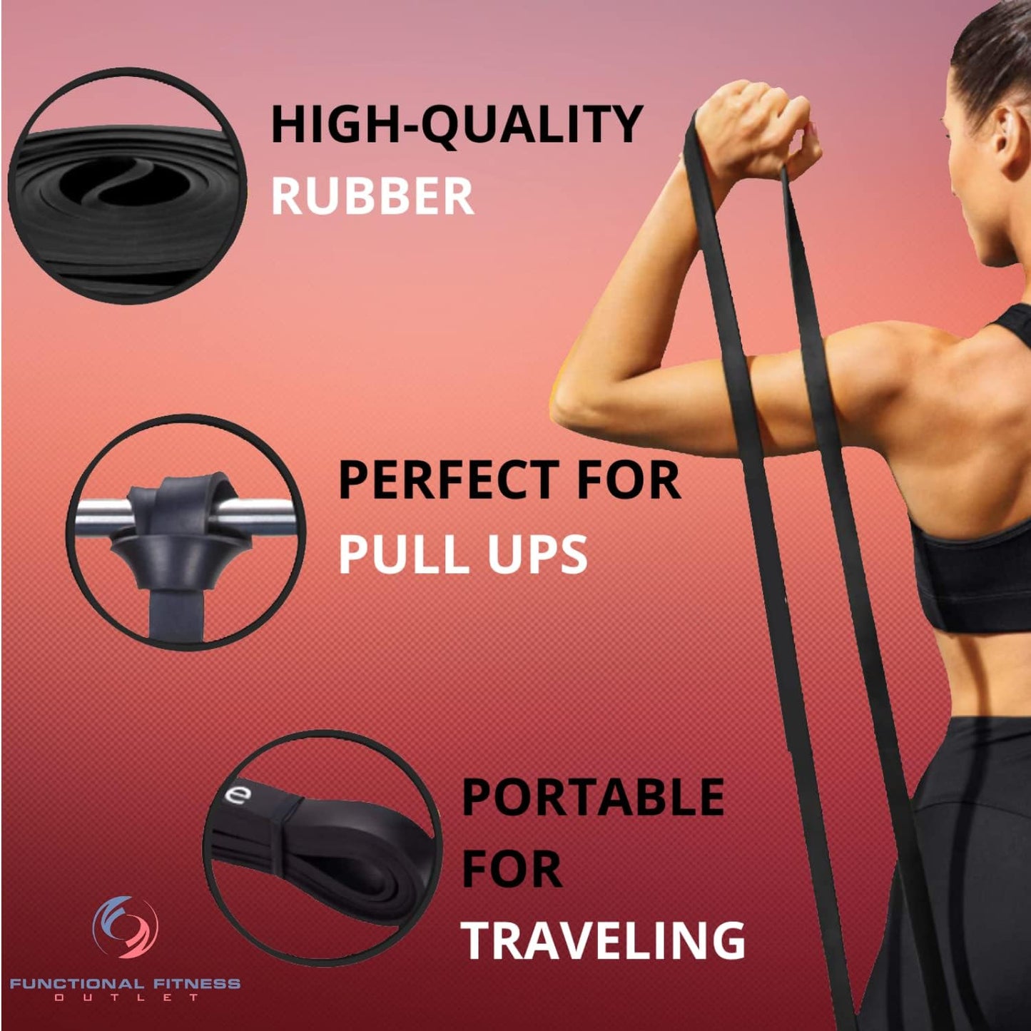 Rubberbanditz Pull Up Assist Bands Set of 3 by Functional Fitness. Heavy Duty Resistance and Assistance Training Bands