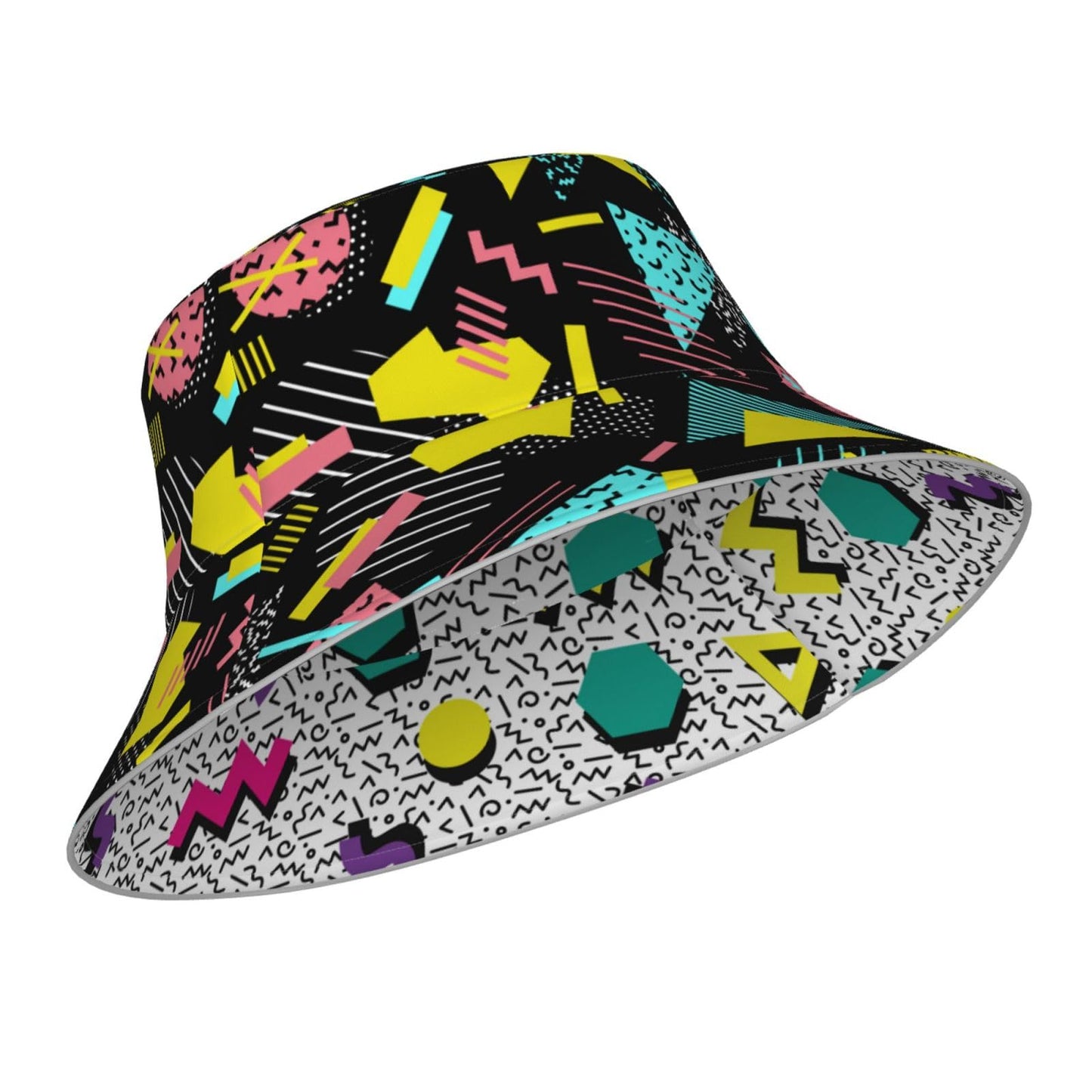 80s 90s Funny Colorful Bucket Hat Beach Summer Sun Hat Reversible Fisherman Hats Double Sided Wearing for Women Men Boys Girls