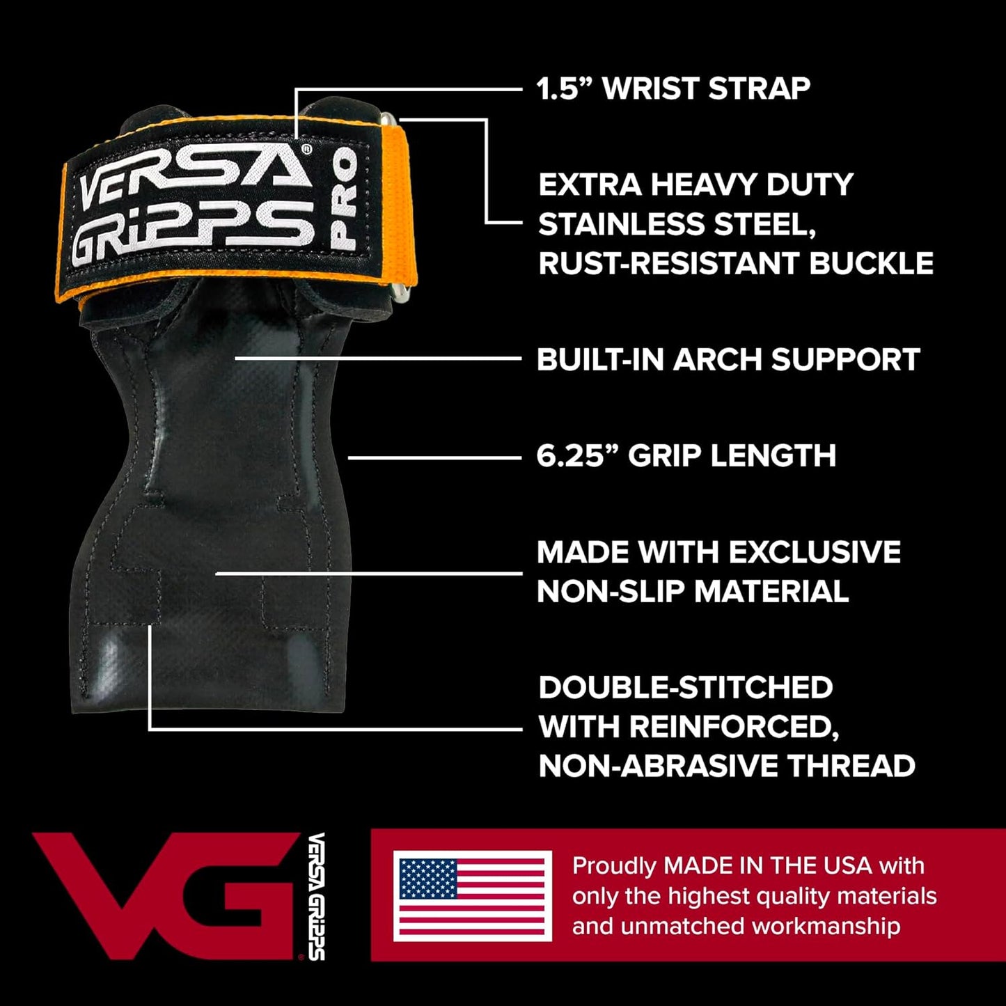Versa Gripps® Pro Wrist Straps for Weightlifting | USA-Made Training Accessory