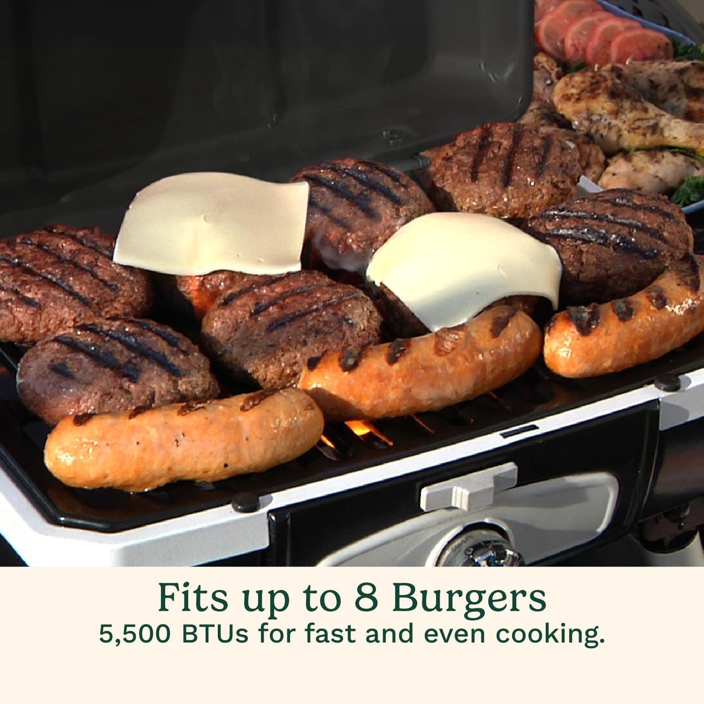 Portable Cuisinart Petite Gourmet Gas Grill - Compact 150 Sq. In. Propane BBQ with 5,500 BTU Burner, Folding Legs & Carry Handles
