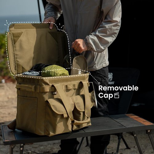 OneTigris Camping Storage Bag with Lid, 25L Collapsible Tactical Tote Bag for Outdoor Camping Travel Picnic Garage Trunk Organizer