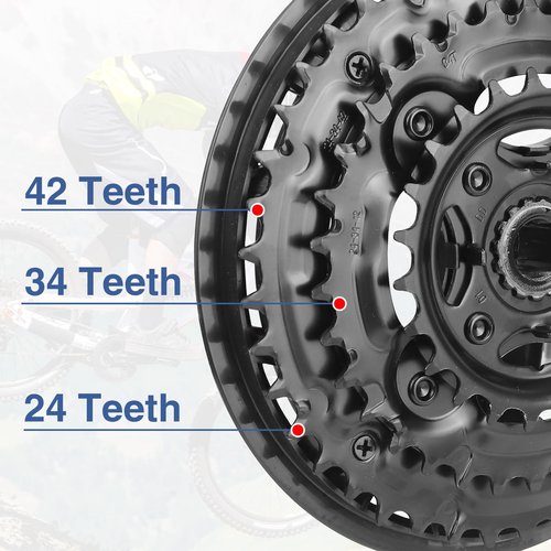 MEGHNA Bicycle Crankset 42-34-24 Teeth for 3 x 6/7 / 8 Speed Bike 170mm Crank for Mountain Bike Gears Square Taper