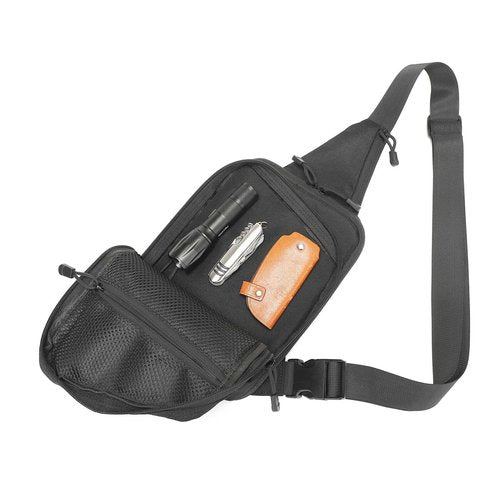VTACOUTV Concealed Carry Sling Bag for Men, Small Gun Backpack Chest Daypack EDC Shoulder Bag Crossbody CCW Range Bags of Handgun Travel Sports Hiking Black