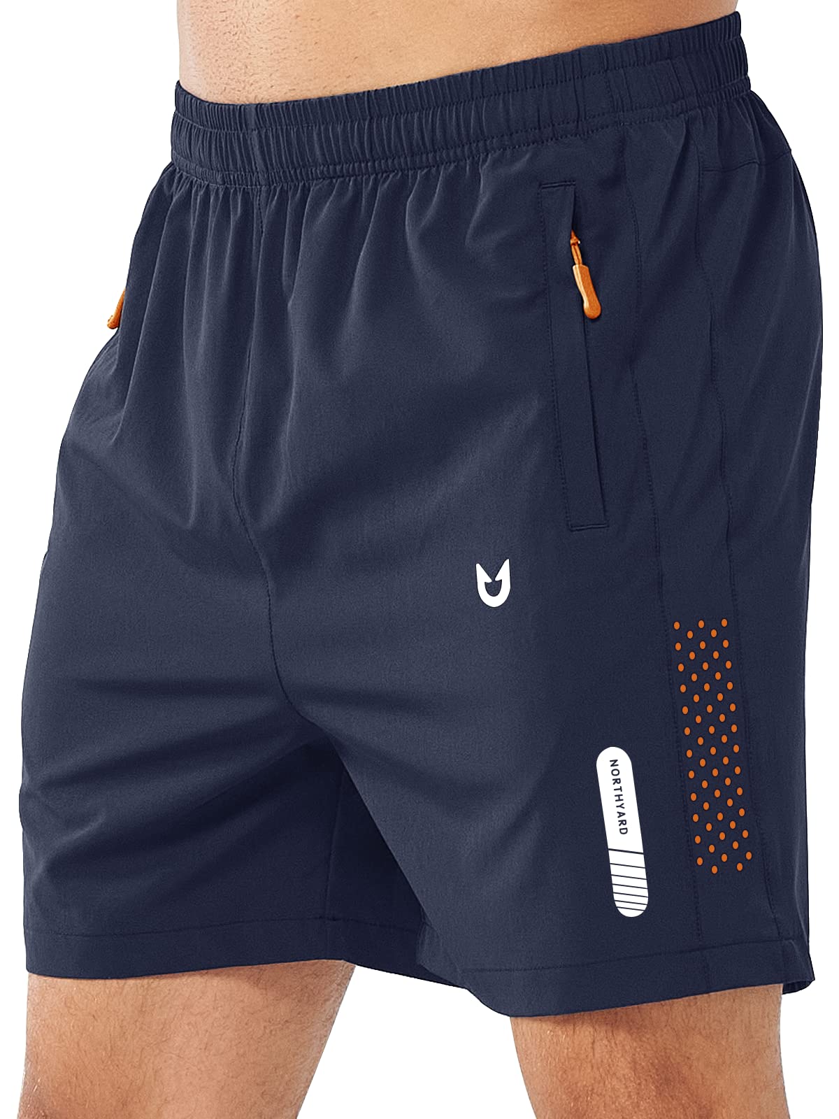 NORTHYARD Men's Athletic Running Shorts Gym Workout 7"/9"/5" Quick Dry Lightweight Sports Basketball Tennis 3 Zipper Pockets NAVY-5inch L