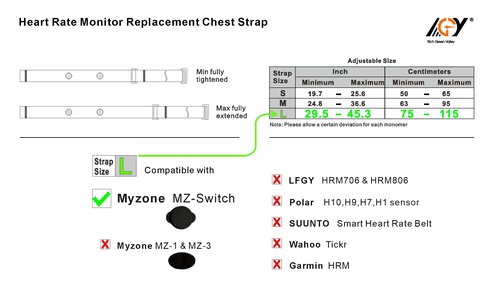 Rich Green Valley Heart Rate Monitor Wrist Strap Compatible with MYZONE MZ Switch Replacement Wristband Strap Black