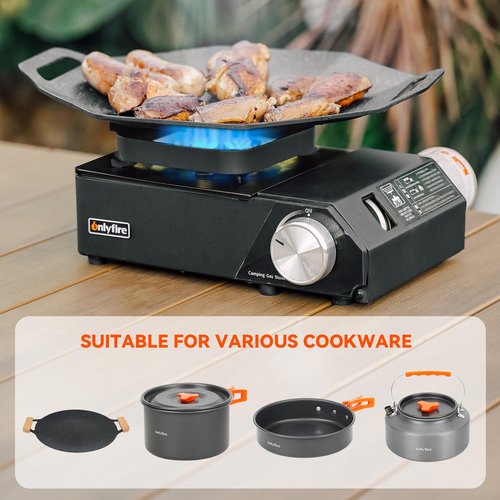 ONLYFIRE Portable Camping Stove with Carrying Case, 4000W Power Butane Stove 3 Burners, Backpacking Camp Stove for Camping, Hiking, RV Trip and Emergency, Black GS336BK