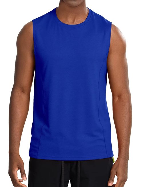 Zengjo Mens Sleeveless Workout Shirt Wicking(Royal Blue,XL)