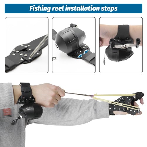 ZHUOCE Fishing Reel Kit with Wristband and Hand Guard for Slingshot Fishing Darts Reel Leather Wrist Wrap for Shooting