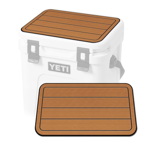 USATuff SeaDek EVA Mat Cooler Pad fits YETI 24 Roadie | Peel & Stick Application | Non Slip Comfort Accessories - Teak Lines (Mocha-Black)