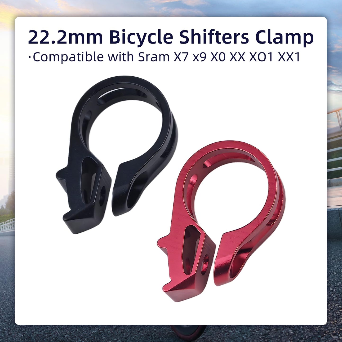 2Pcs Bicycle Shifters Clamp, 22.2mm Aluminum Alloy Bike Trigger Clamp with Screw, Mountain Bike Shifters Clamp Compatible with X7 X9 X0 XX XO1 XX1