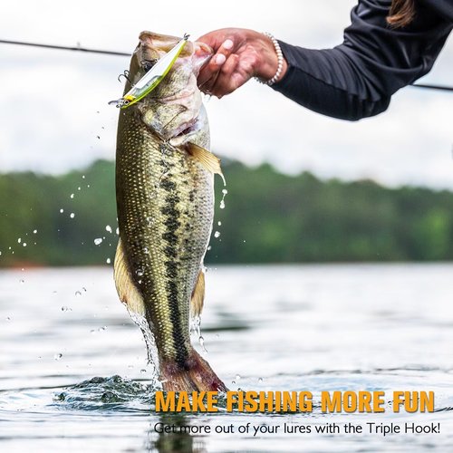 Dovesun Fishing Treble Hooks 3X Strong Professional V Triple Fishing Hooks for Saltwater Freshwater 50PCS Black Nickel Size #4