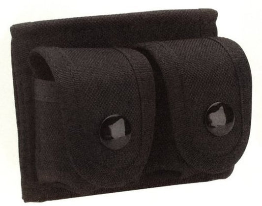 HWC Police Sheriff Security Guard Officer Black Tactical Nylon Double Rapid Speed Loader Case Duty Pouch Holder Holster with Belt Loop FITS MOST