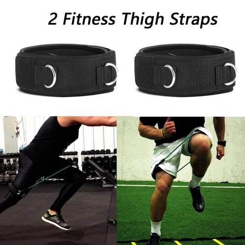 LOOEEL 2Pcs Fitness Thigh Straps Soft Neoprene Padded Fitness Leg Exercise Attachment Adjustable Thigh Resistance Belt for Machines Gym Workout Speed Exercise Taekwondo Football Running