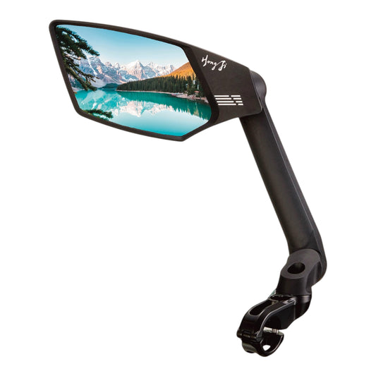 Hong Ji Bike Handlebar-mounted Mirror, New type, Large FOV 2K HD High-Resolution, Anti-Glare, Shatter-Proof, Nylon Fiber Frame, Highly Adjustable, 22.2mm Handlebar Diameter fit(Left_Silver, EV016)