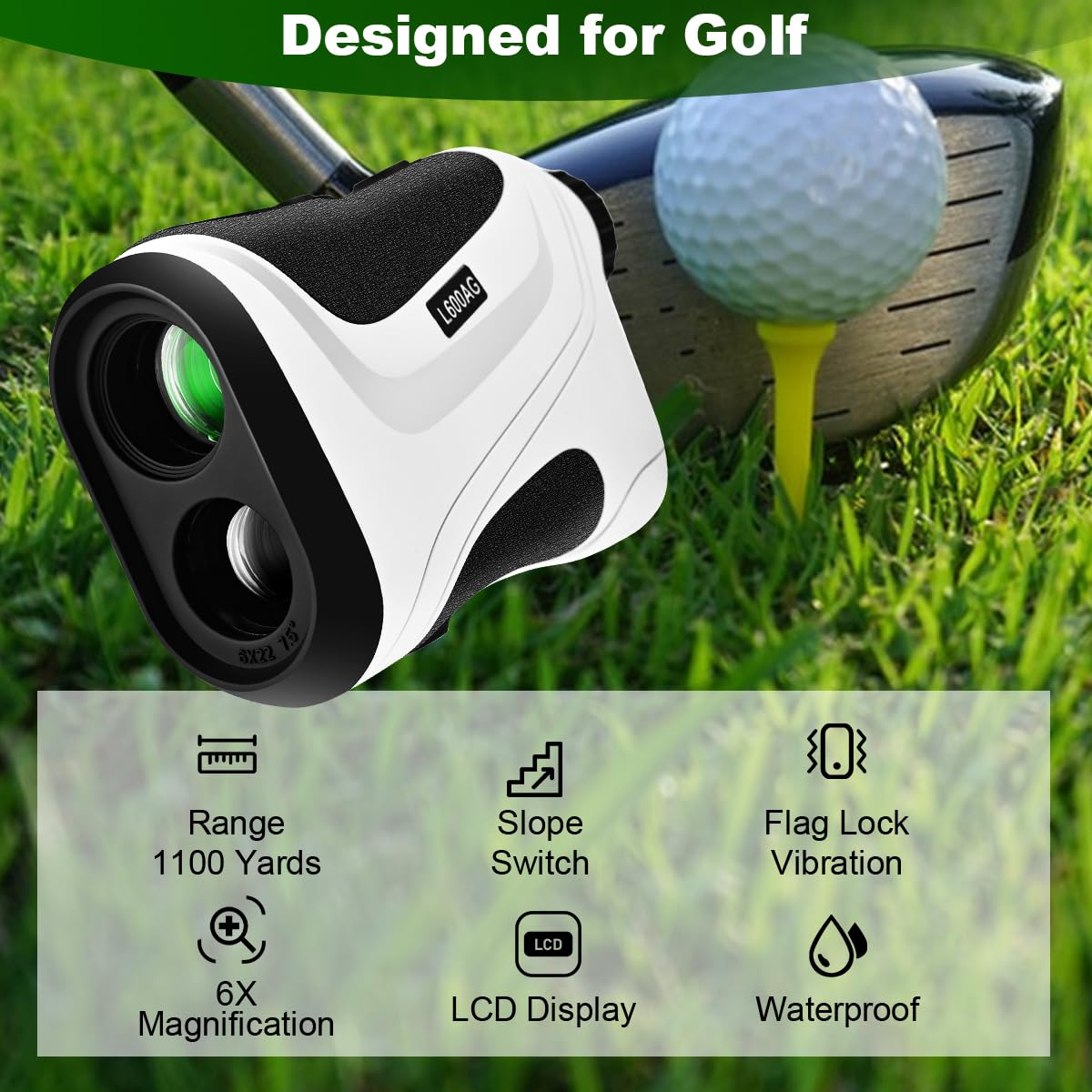 Golf Laser Rangefinder, Rangefinder for Hunter, 1100/1200 yds High Precision Golf Rangefinder with Slope, Magnification, Flag Lock, Vibration Alert, WP&Fog-Proof, for Outdoor Activities & Tournaments