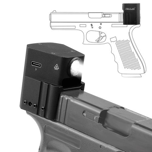 ZBULAR AL10 Pistol Light 950 Lm LED Home Defense Tactical Flashlight Type-C Rechargeable Slide Racker Jacker Compatible with Glock 17, 19, 19X, 26, PSA Dagger, and More with Improved Slide Grip