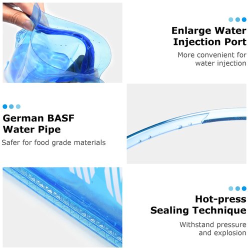 YAPJEB Hydration Bladder, BPA Free, 1L/1.5L/2L/3L, Portable Water Reservoir for Running, Hiking, Climbing, Cycling (PEVA, 3L)