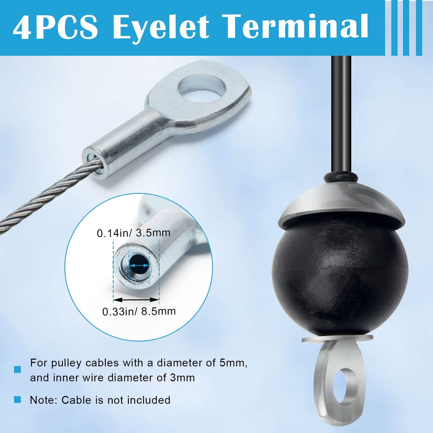 Anglekai 17Pcs Cable Attachments for Gym, Solid Rope Attachment for 5mm Fitness Pulley Machine Gym Equipment for Home Gym Cable Replacement Parts Rope (17)