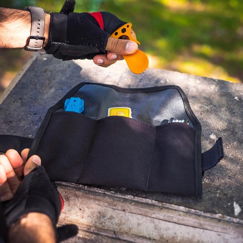 PACK2RIDE Blossom Bike Saddle Roll Bag - Water Resistant, Durable Cordura Fabric & Bicycle Tool Kit Holder - Under Seat Storage, Bike Pouch, Seat Roll for Road, Gravel Cycling (Black)