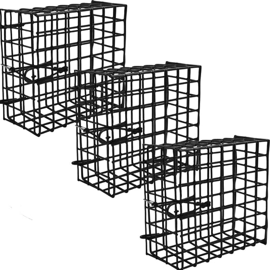 A1FISHER 3Packs Vinyl-Coated Wire Crab Bait Cages for Crab Pot, 6"x6"x3" Black