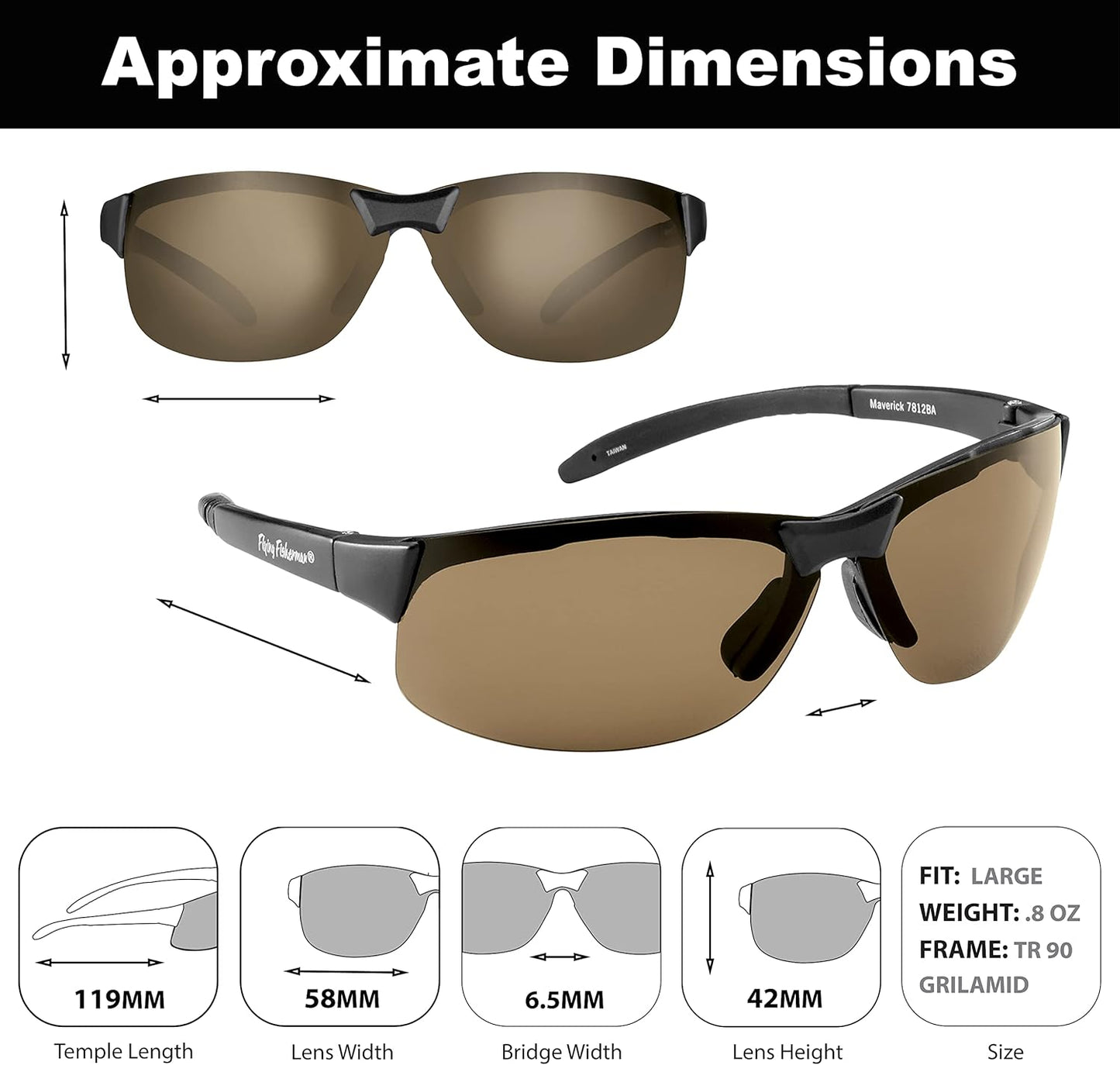 Flying Fisherman Maverick Polarized Sunglasses with AcuTint UV Blocker for Fishing and Outdoor Sports