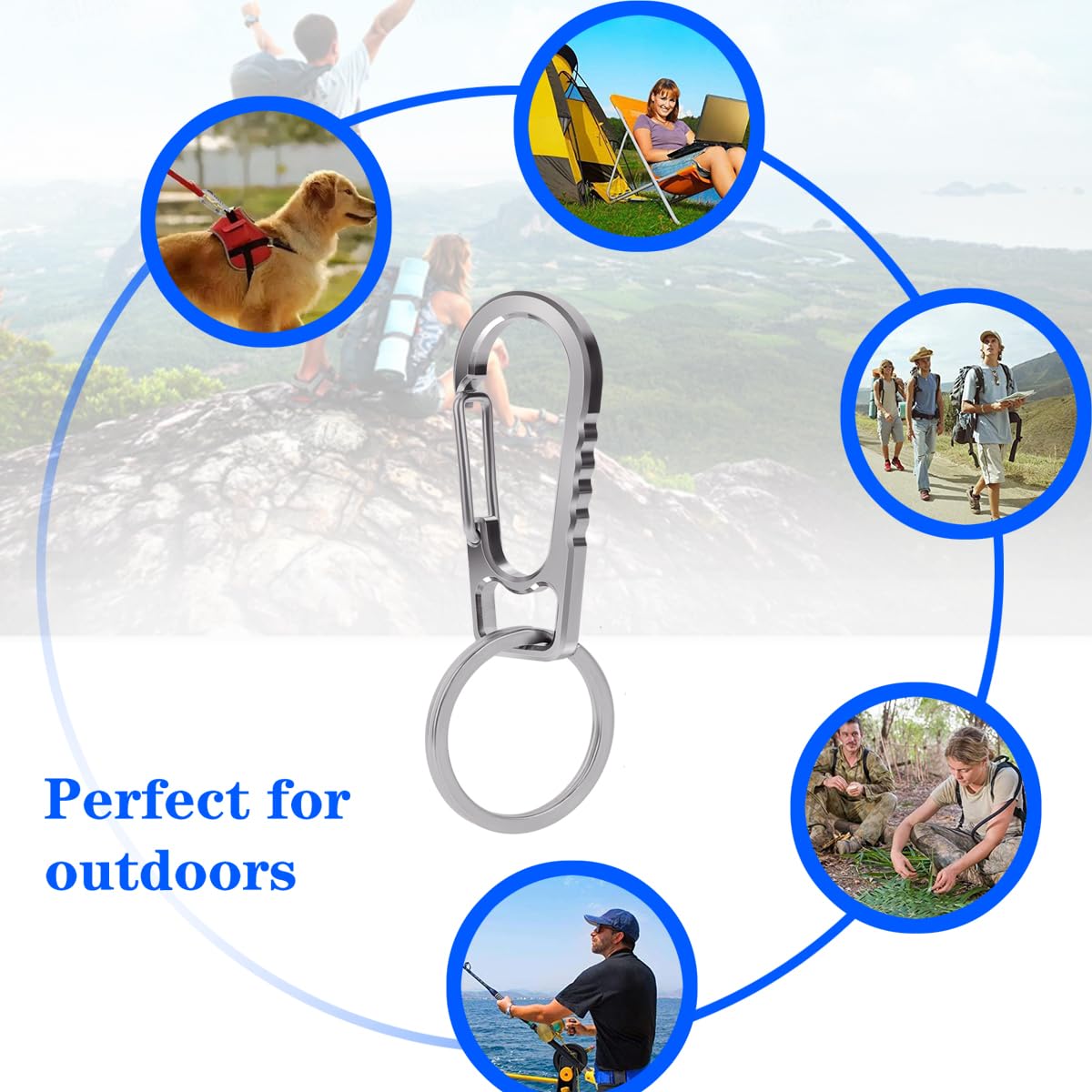 Generic FULLGUEEN Titanium Keychain Carabiner Clip,Multifunctional Keychain Carabiner,EDC Key Clip Anti-Lost Quick Release Key Ring Holder for Daily Use-2PCS, Grey