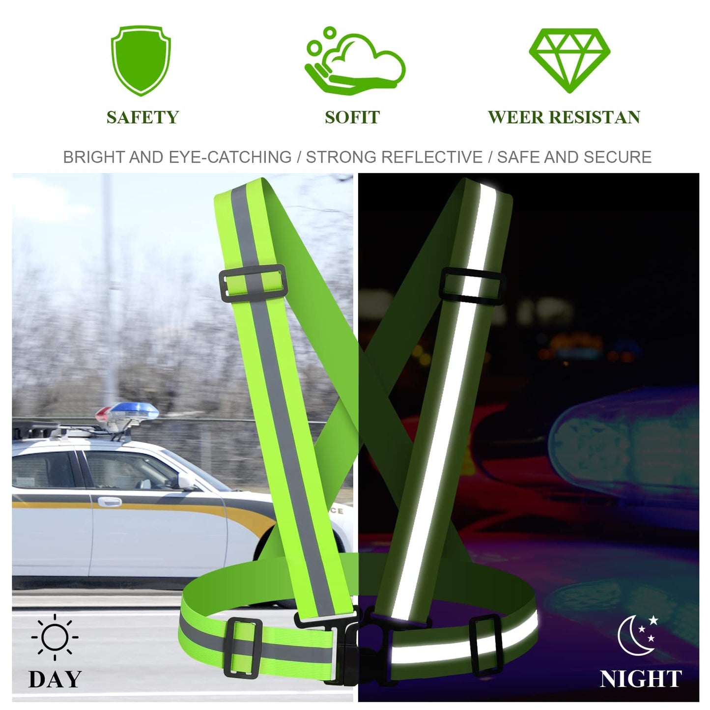 Astini Reflective Vest Running Gear 2Pack, High Visibility Adjustable Safety VES for Night Cycling,Hiking, Jogging,Dog Walking