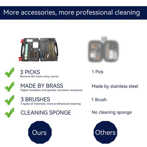 CREVIV Universal Handgun Cleaning kit for .22/9mm/.357/.38/.40/.45,Pistol Cleaning Kits with Brass Pick/Cleaning Sponge/Cleaning Brush. 30 in 1 Gun Cleaning Kit.
