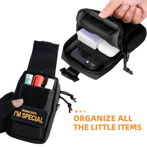 MCCC Cell Phone Pouch for Backpack Shoulder Strap, Belt & Vest fits Molle System, Small EDC Tactical Pouch with Zipper