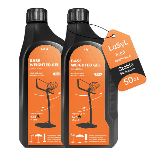 LaSyL Base Weighted Gel (25 Ounces, 2 Pack) - Sand & Sandbag Replacement for Anchoring Portable Basketball Hoops, Outdoor Umbrellas and Volleyball Nets - More Effective Than Water Alone
