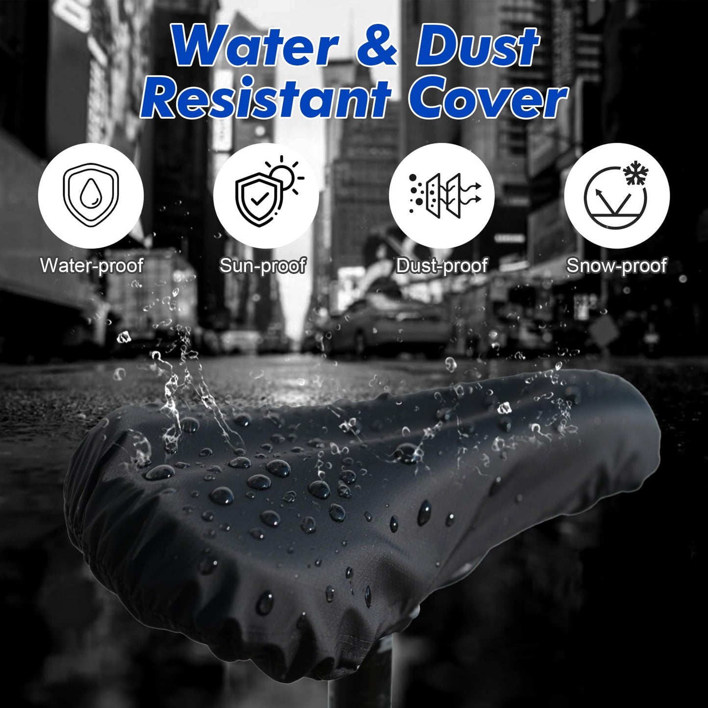 Bike Seat Cushion - Gel Padded Bike Seat Cover for Men Women Comfort, Extra Soft Exercise Bicycle Seat Compatible with Peloton, Outdoor & Indoor with Adjustable Velcro Secure Black