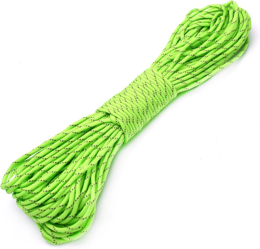 100FT Reflective Paracord 7 Core Parachute Cord (10# Olive Green)