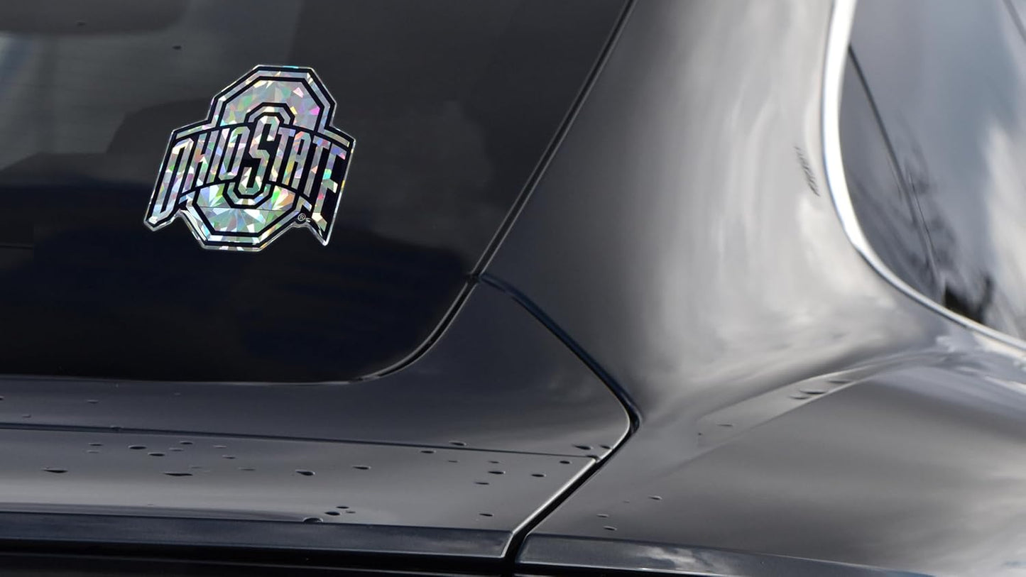Elektroplate Officially Licensed Ohio State Silver Reflective Decal | Premium 3D Doming All Weather Sticker for Car, Water Bottle, Laptop, Window, Cooler, Bumper, Toolbox, Phone | Made in The USA
