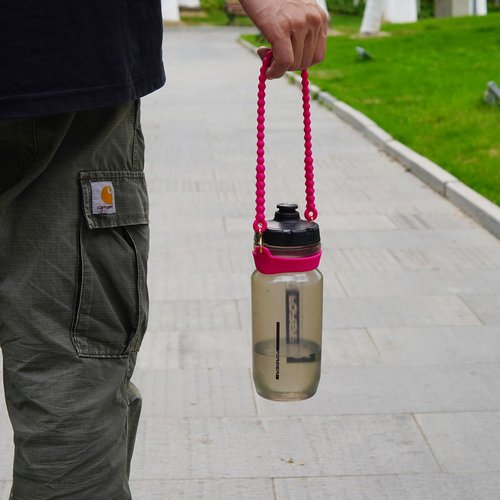 Eoopoon Water Bottle Handle for Stanley Cup - Soft, Durable Silicone Sling with Adjustable Strap, Fits Most 8-40oz Bottles, Ideal Stanley Cup Accessory(Pink)
