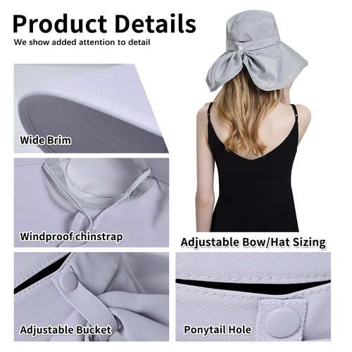 Sun Hat for Women with Neck Flap Ponytail Hole Women Sun Hat Rollable UV Protection Fishing Hat Wide Brim UPF 50+(Purple)