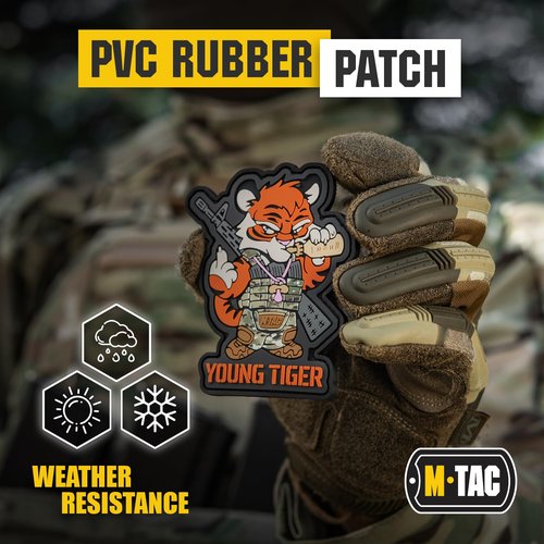 M-Tac Morale Patch - PVC 3D Funny Military Tactical Patch - Tactical Cool Army Meme Patches for Vest, Backpacks, Hats - Hook and Loop Patches (Young Tiger)