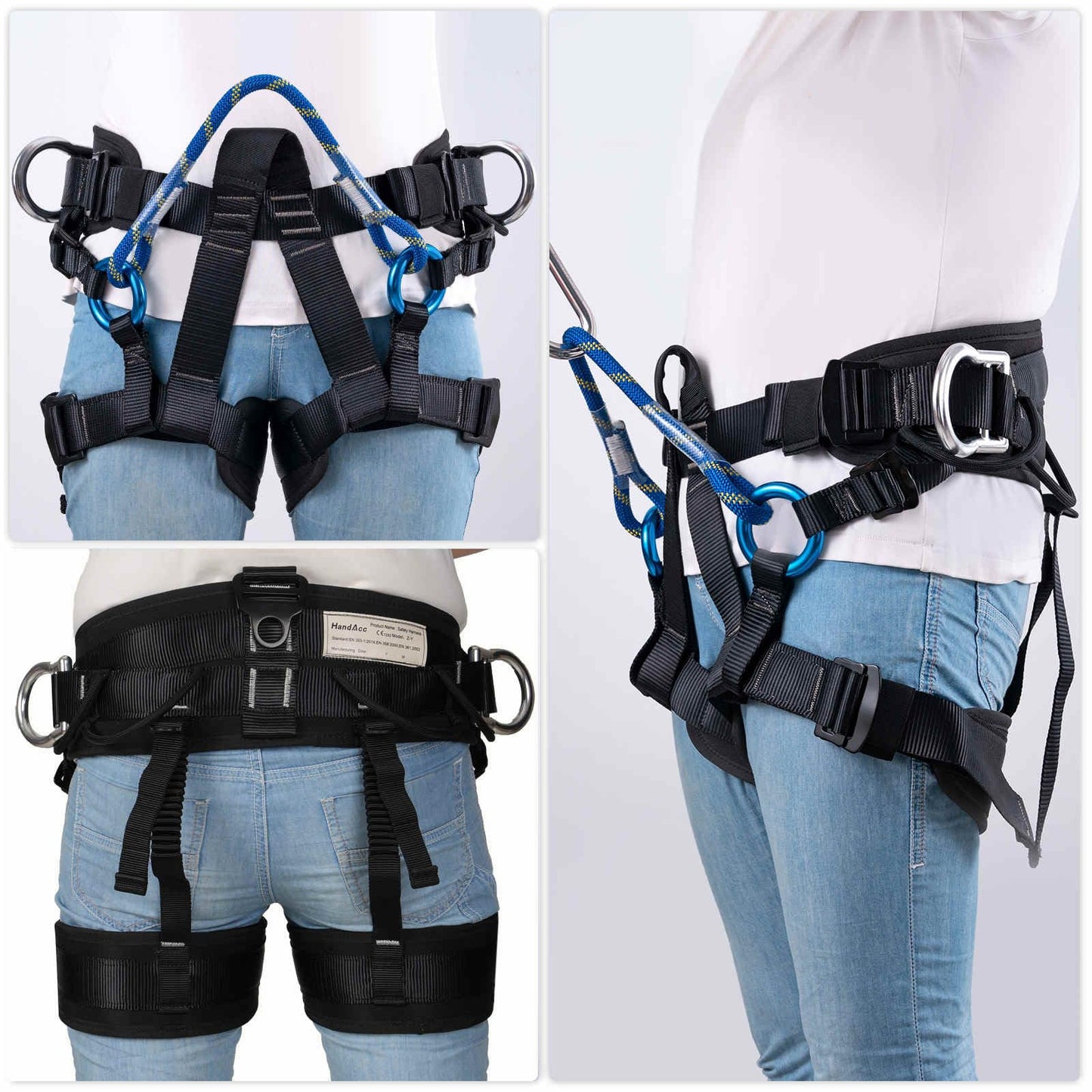 HandAcc Climbing belts, Thicken Professional Large Size Safety Seat Belts for Tree Climbing, Rescuing Work, Rappelling