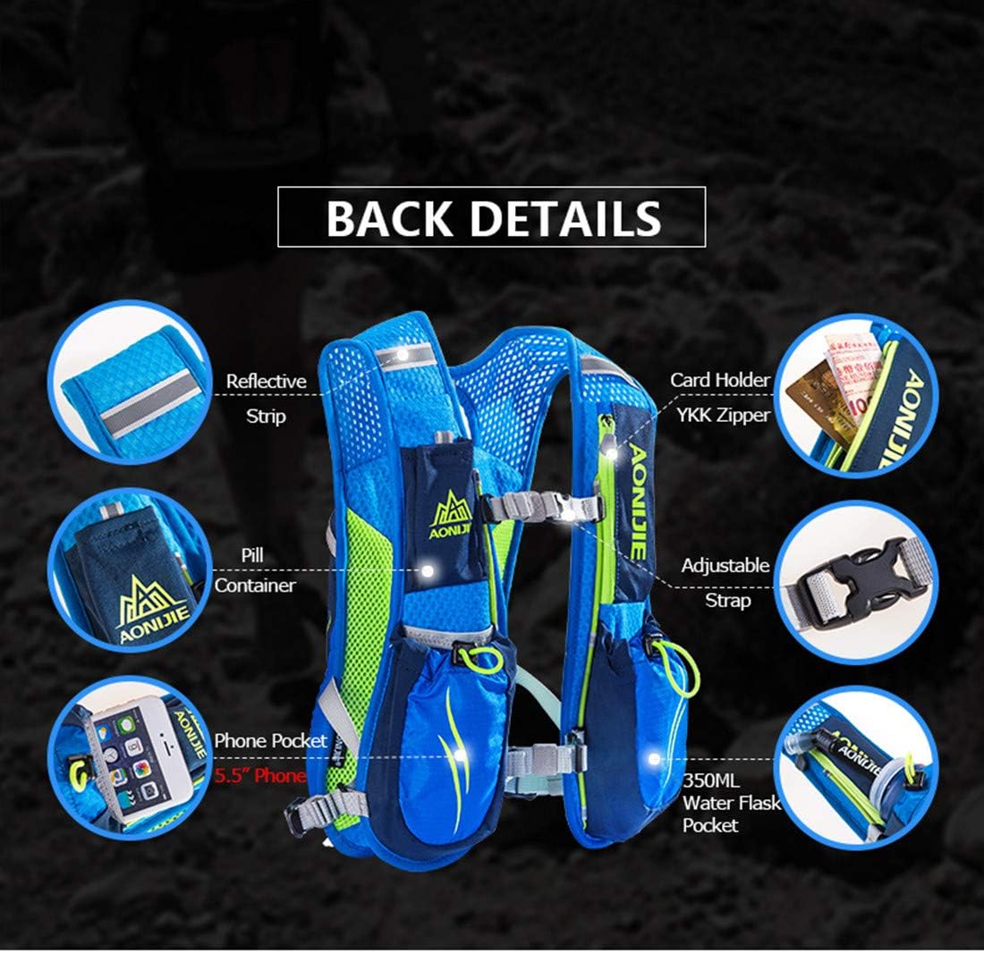 AONIJIE Lightweight Unisex 5.5L Running Race Hydration Vest Hydration Pack Backpack Riding Bag
