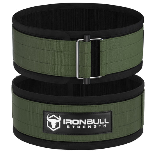 Lifting Belt for Weightlifting, Cross-Training, Olympic Lifting & Bodybuilding | Auto-Lock Padded Nylon Back Support for Squats, Deadlifts Bench Press, Gym, Workout (Milspec Green, Small)