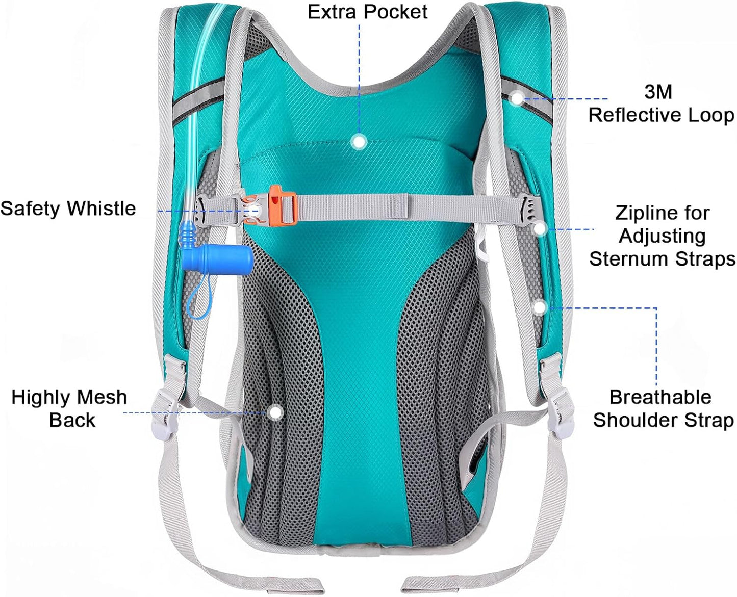 KUYOU Running Hydration Vest - Lightweight Insulated Hydration Backpack with 2L Water Bladder, Adjustable Chest Straps and Reflective Water Backpack for Trail Running Marathon Race Hiking Cycling